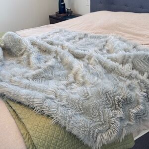 Anthropologie Faux Fur Throw Blanket